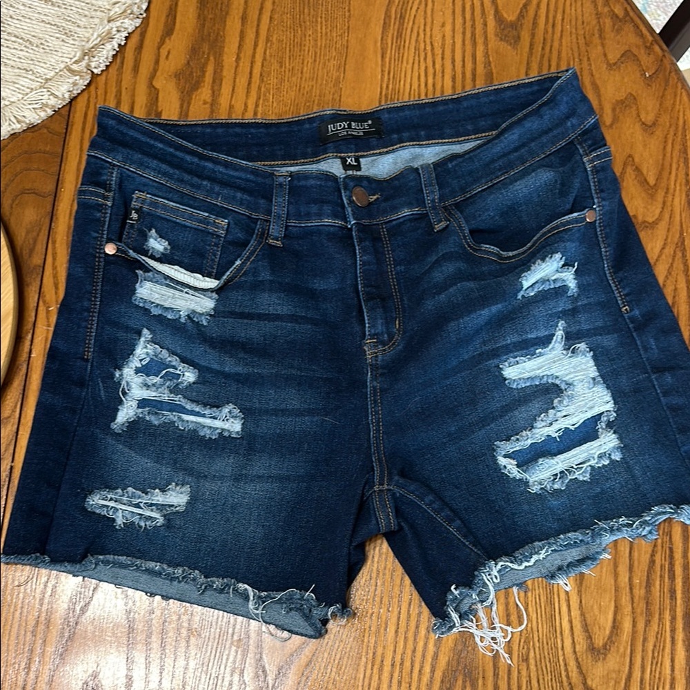 Judy Blue Women's Distressed Denim Shorts - Blue